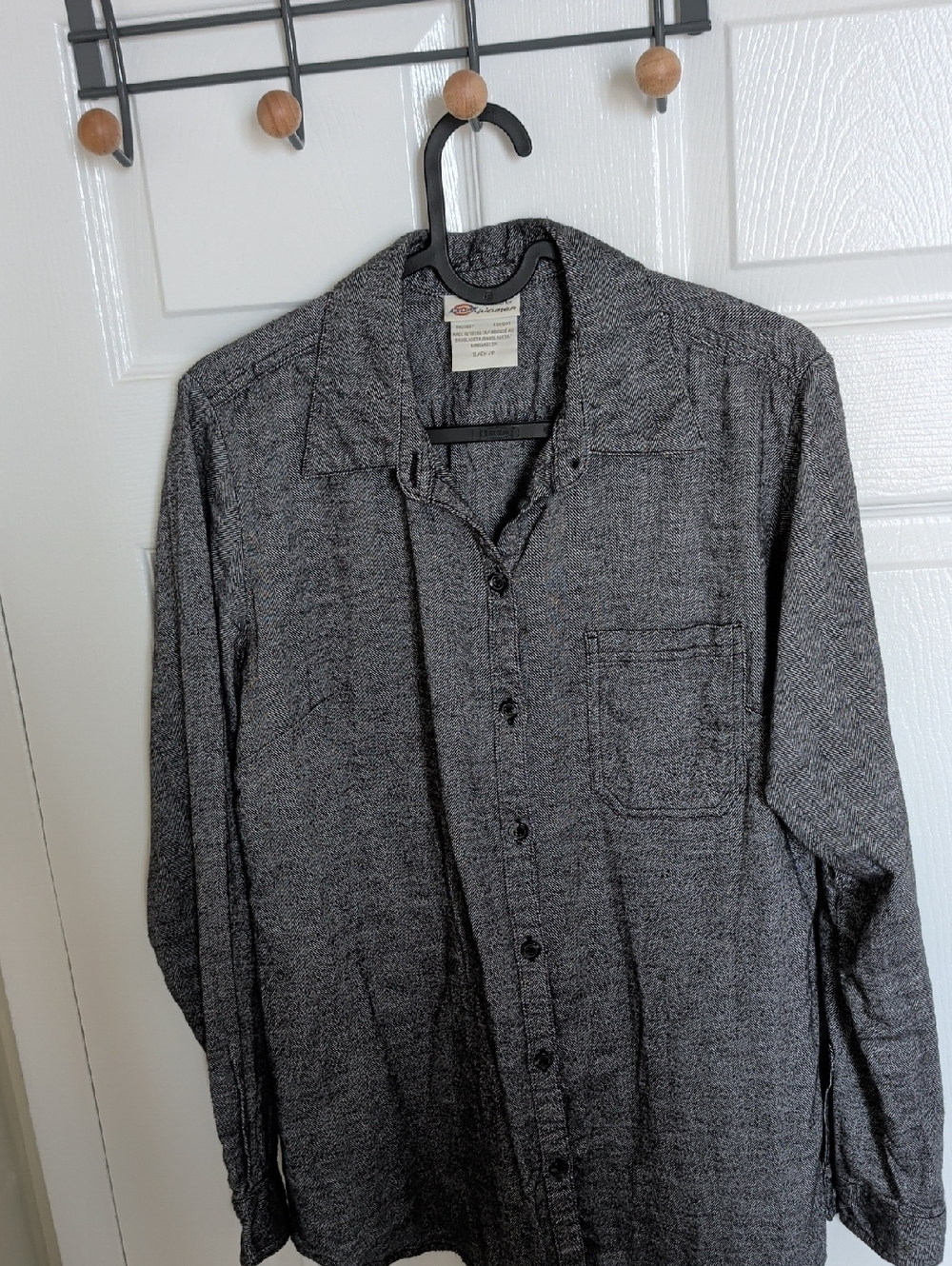 Dickies Women Black and White Herringbone Work Shirt